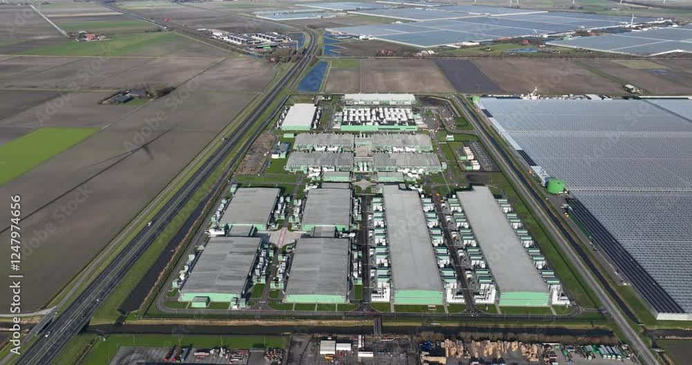 Poster data center, in the netherlands, showcasing infrastructure for ai, algorithms , data, intelligent sy