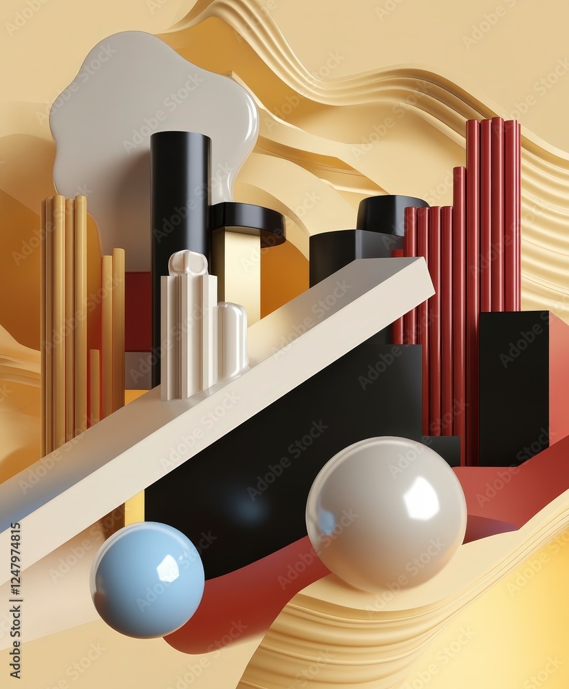 Aufkleber abstract composition of geometric shapes and colorful forms