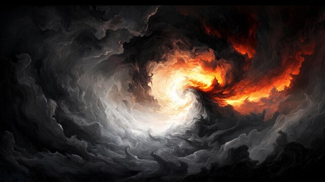 Dramatic swirling cloudscape with contrasting cool and warm tones creating a sense of intensity and atmospheric depth Mesmerizing!