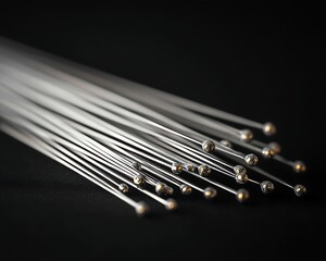Fiber optic cables close up on black background