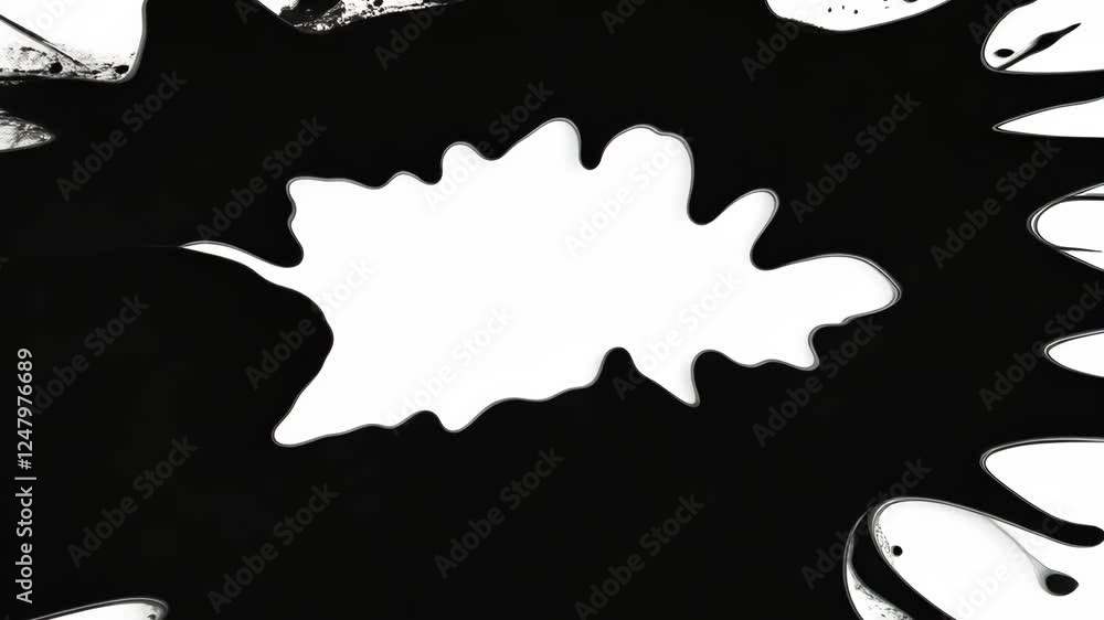 Poster abstract black and white pattern featuring fluid shapes and contrasting negative space