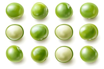 Realistic Green Peas Top View