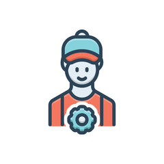 Color illustration icon for repairman