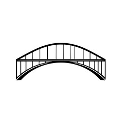 Black and white arch bridge outline, minimalist style, with black and white.
