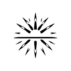 **Abstract, minimalist image featuring black starburst design, minimalist, on white background.**