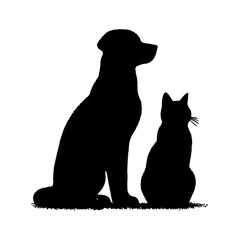 Dog and Cat Silhouette clipart vector