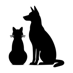 Dog and Cat Silhouette clipart vector
