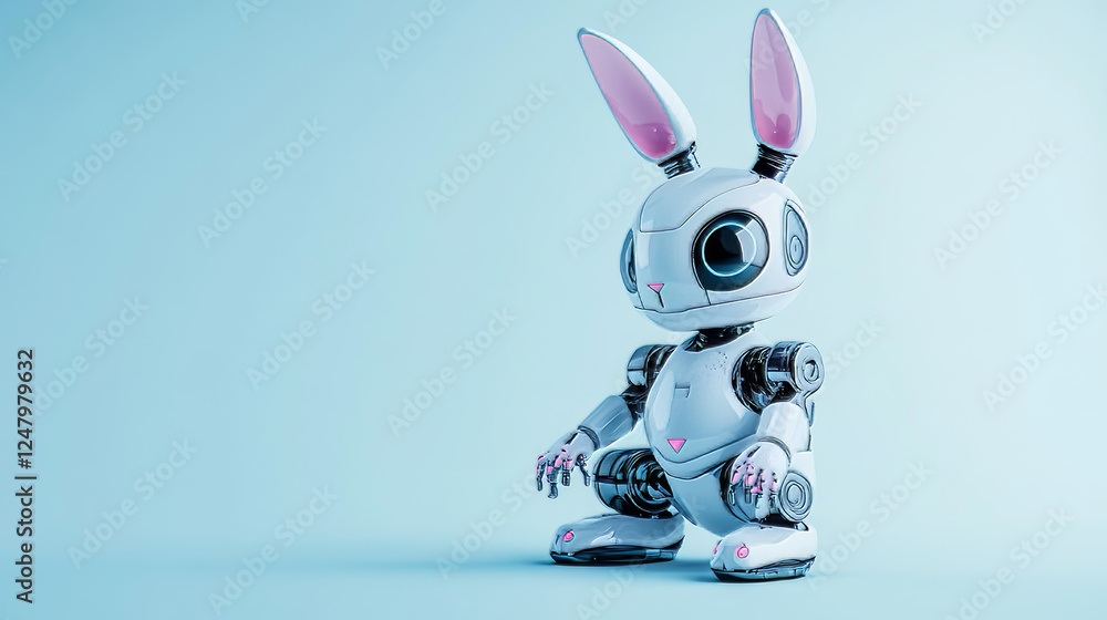 Poster cute ai robot level evolution vector tech character. technology upgrade for electronic artificial in