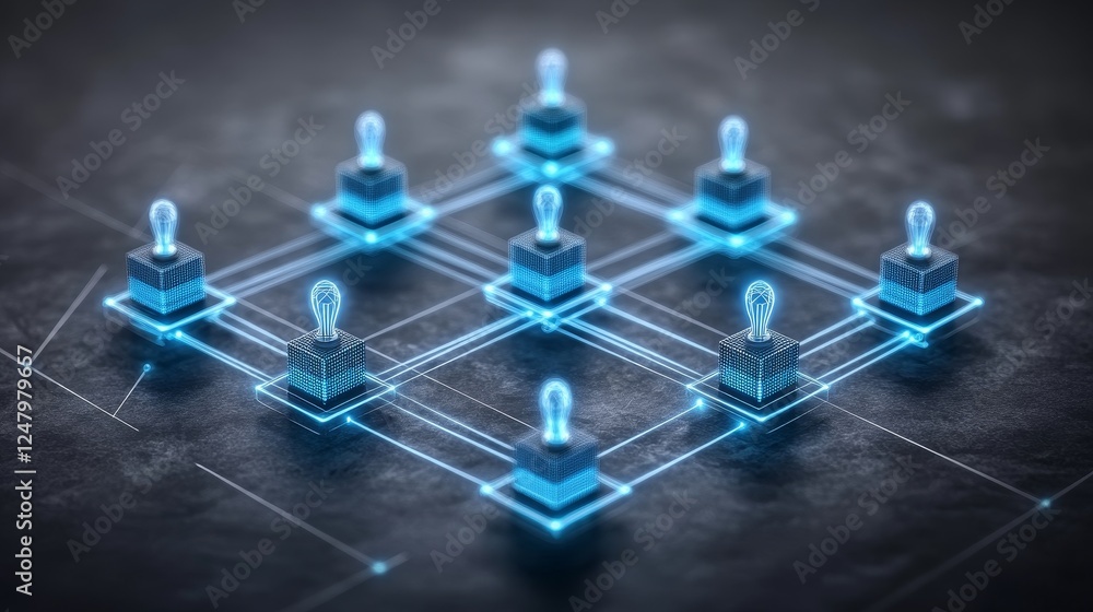 Aufkleber abstract network digital nodes global connection futuristic technology innovation