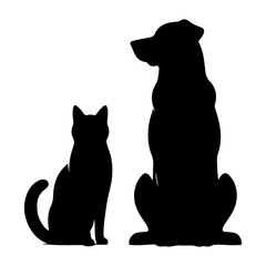 Dog and Cat Silhouette clipart vector