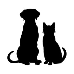 Dog and Cat Silhouette clipart vector