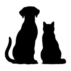 Dog and Cat Silhouette clipart vector