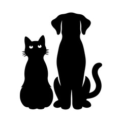 Dog and Cat Silhouette clipart vector