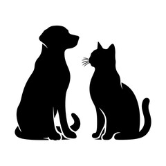 Dog and Cat Silhouette clipart vector