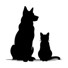 Dog and Cat Silhouette clipart vector