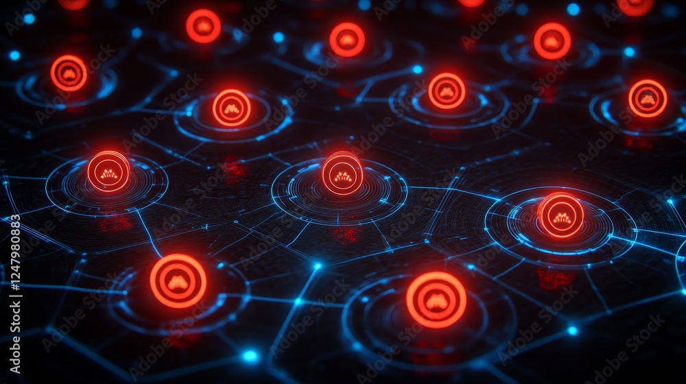 Poster abstract futuristic network data flow digital nodes technology background