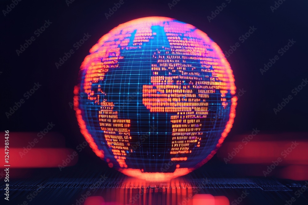 Poster global digital connectivity virtual realm graphic visualization futuristic environment macro perspec