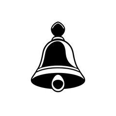Black and white bell with a stylized, abstract design.