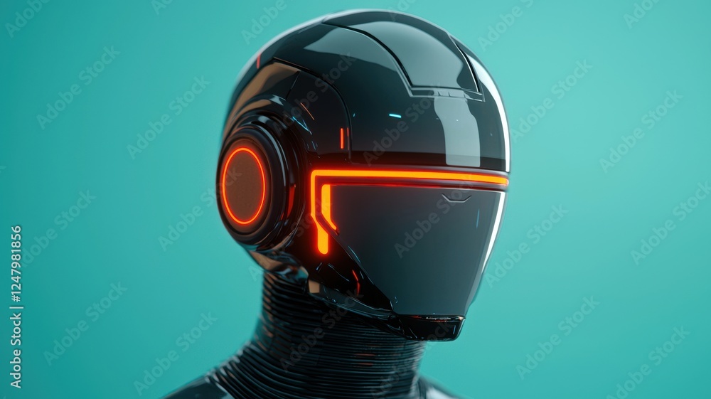 Poster futuristic cybernetic helmet design digital studio 3d render sci-fi environment close-up technology 