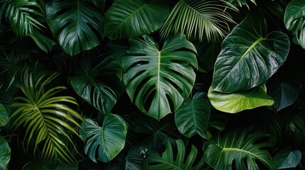 Lush Tropical Foliage: A Deep Green Paradise