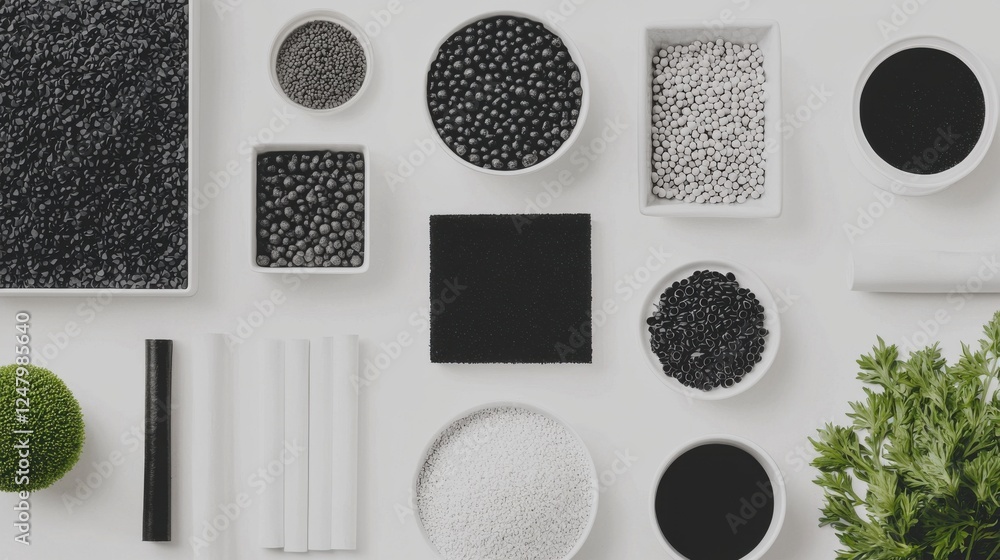 Poster various textures and shapes of black and white objects for creative design and artistic concepts