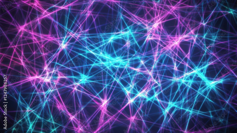 Aufkleber abstract glowing neon lines forming a network of interconnected paths