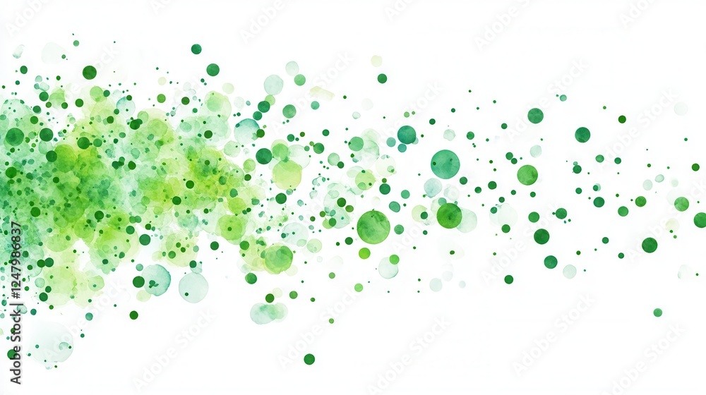 Poster monochrome green dots on white canvas, a vibrant display of randomly scattered green dots creating a