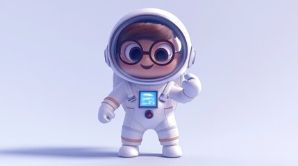 Cute cartoon astronaut giving thumbs up.