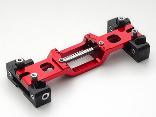 Red precision mounting hardware, studio shot