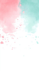 Soft pastel background with pink and teal watercolor splashes