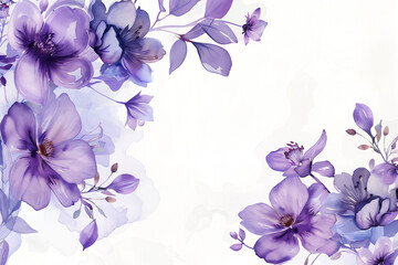 Elegant purple flower with watercolor style for background and invitation wedding card