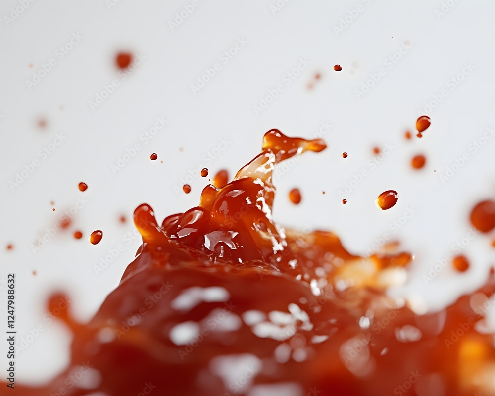Poster tomato sauce bursts creating a dynamic splash effect in air