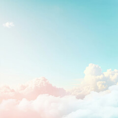 Soft pastel clouds float in serene blue sky