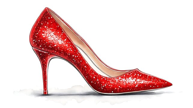 Sparkling Red High Heel Shoe Illustration