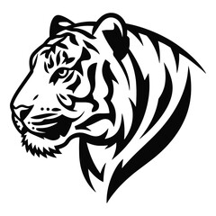 Roaring tiger logo design in a bold and dynamic vector style. Powerful and fierce expression with sharp details, perfect for sports teams, brands, and mascots.