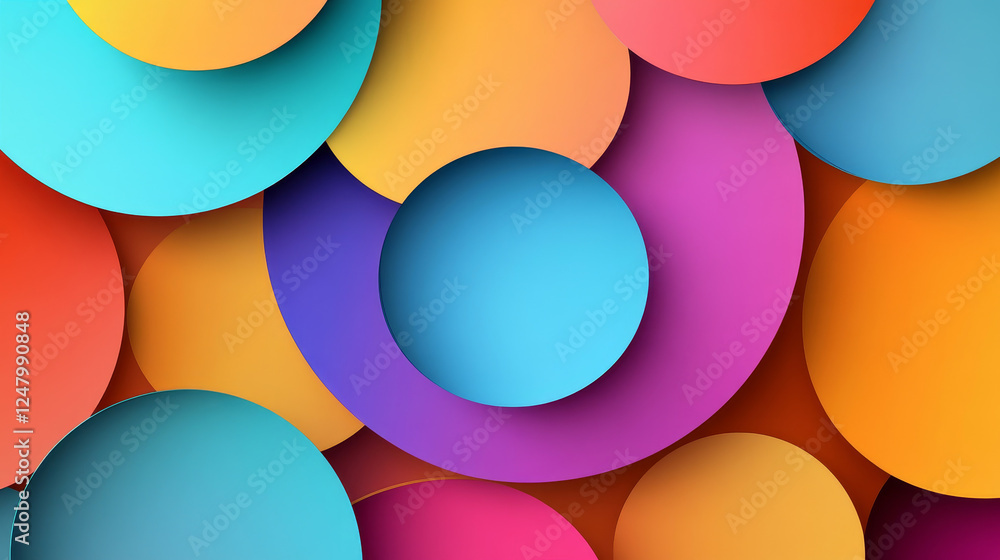 Poster circular cut paper layers background. realistic 3d vector geometric radial cutout cardboard backdrop