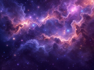 Nebula shines brightly creating a colorful cosmic cloud in deep outer space