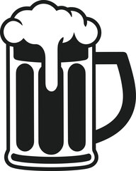 Beer Mug with Frothy Foam Silhouette Vector Illustration