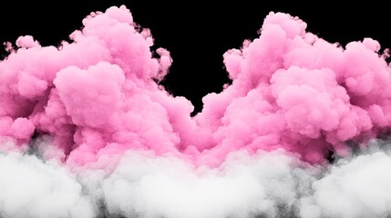 Fototapeta premium A vibrant display of pink smoke against a black background with white smoke at the bottom creating a visually striking contrast