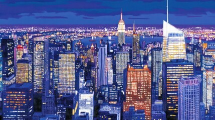 Night Lights of Manhattan: A Dazzling Panorama of New York City