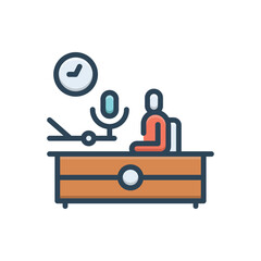 Color illustration icon for podcaster