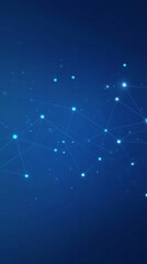 digital network of glowing blue nodes and lines on dark background