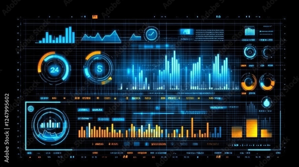 Poster abstract futuristic data visualization technology interface screen display