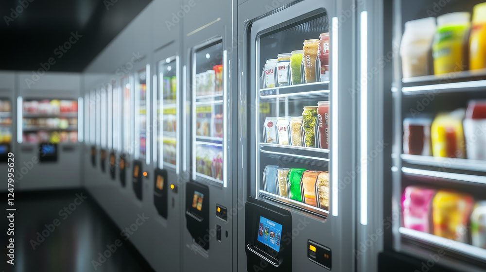 Aufkleber self order kiosk realistic 3d vector mockup. vending machines with sensor panel, receipts and pos te