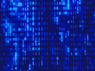 Binary code streams down creating a digital matrix cyberspace backdrop data streams are blue and dynamic