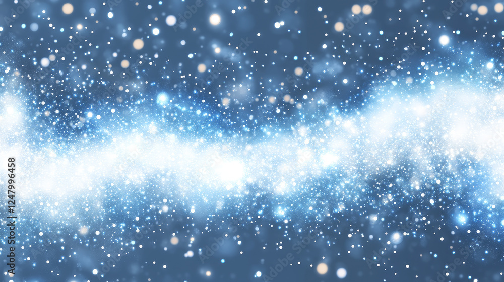 Poster glitter light effect with blur and bokeh. abstract background with blue sparkles flares. overlay eff