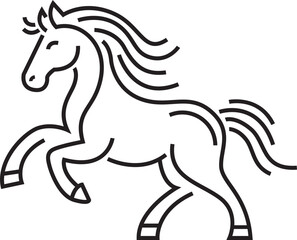 Horse ,line art , outline , simple linear
