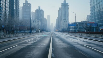 Fototapeta premium Empty City Street in the Morning