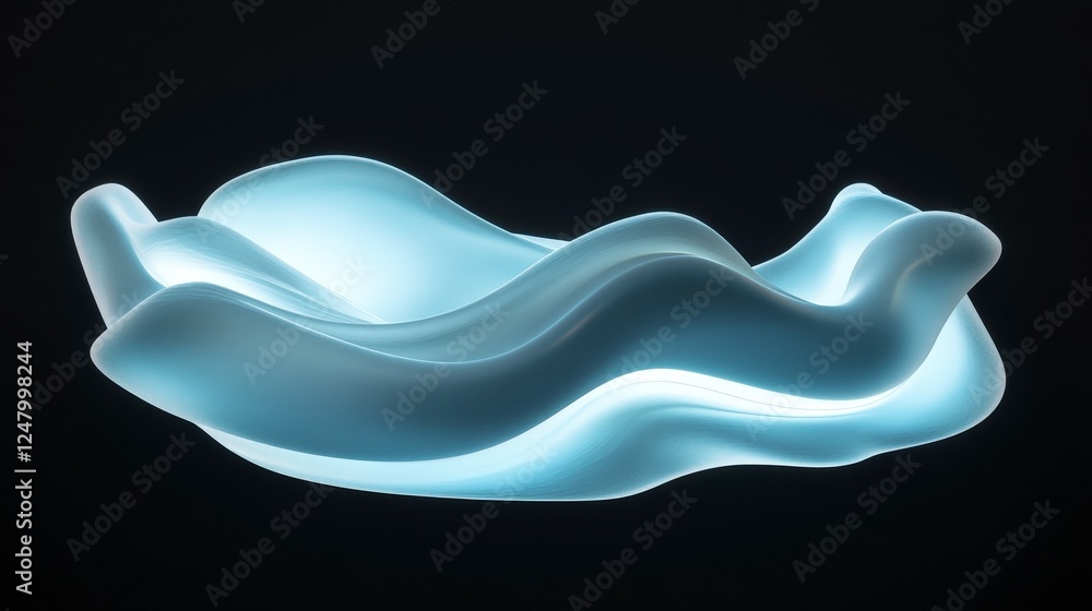 Poster ethereal flowing shape with soft light against dark background