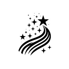 Black and white image featuring a shooting star and stars. © MatandSterre